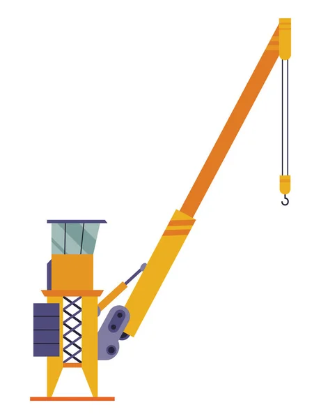 Hoisting Crane Icon Construction Crane Equipment Flat Style Yellow Industrial — Stock Vector