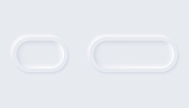 Neumorfik düğmeler. Basit moda tasarım elemanları UI bileşenleri ışık arka planında izole edildi. Web sitesi, mobil uygulama menüsü ve yuvarlak kenarlı navigasyon için kontrol ögesi.