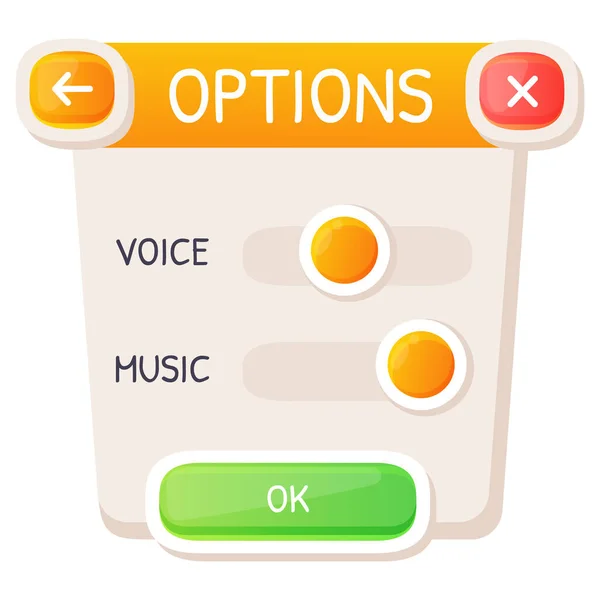Game Button Mobile Application Game Interface Element Cartoon Colorful Design — Wektor stockowy