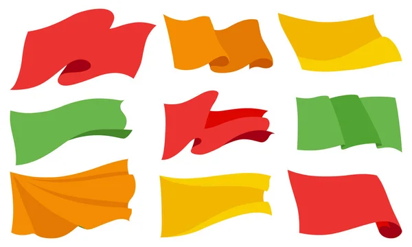 旗を振る 白の背景に色旗テンプレートのセット 国旗がシンボルを振っている バナーデザイン要素 モックアップコレクション — ストックベクタ