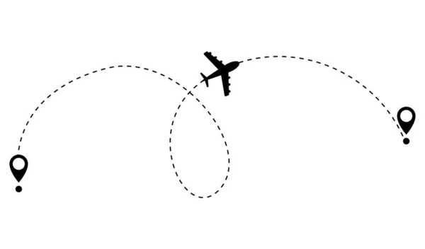 Літак Пунктирна Лінія Маршруту Форма Маршруту Подорожі Маршрут Польоту Точкою — стоковий вектор