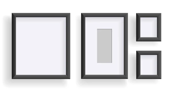 白い長方形のフレームモックアップに分離された写真フレーム プレゼンテーションのための空のフレーミングのセット アートギャラリーのインテリアのための写真や画像の絵画フレーム ベクトルテンプレート — ストックベクタ