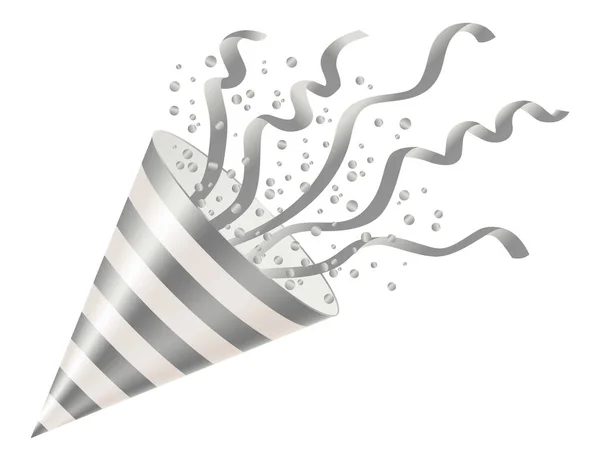 Feestpoppers Met Confetti Streamer Feestelijke Decoratie Element Van Papier Knutsel — Stockvector