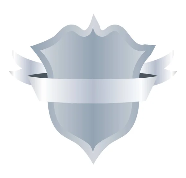 Ηραλδική Λευκή Ασπίδα Κορδέλα Πινακίδα Ασφαλείας Σύμβολο Βραβείου Ιππότη Μεσαιωνική — Διανυσματικό Αρχείο