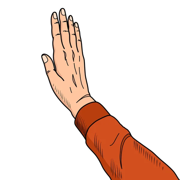 Ruce Dávají Pět Popartů Mužské Ruce Gestu Úspěchu Ročník Karikatura — Stockový vektor