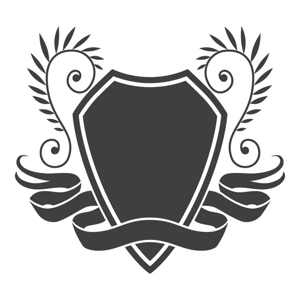 騎士の盾紋章のアイコン ヴィンテージモノクローム騎士賞の要素 ロイヤルバッジ高級フィギュアの紋章 白を基調とした装飾的な要素 — ストックベクタ