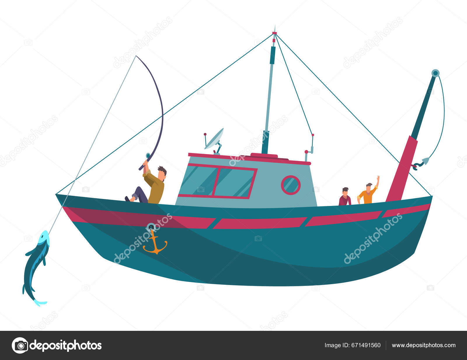 Barco Pesca Indústria Pesca Comercial Bandeira Com Embarcação