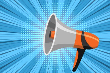 Megafon simgesi. Mesajını bu cesur ve dikkat çekici grafikle güçlendir. Pazarlama ve iletişim temaları için mükemmel. Yüksek sesle..