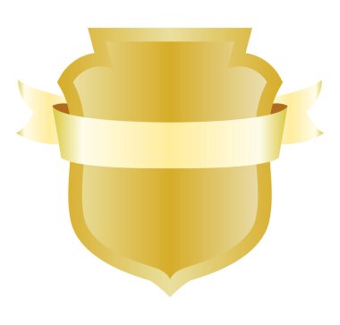 Kurdeleli Heraldik boş kalkan ikonu. Güvenlik illüstrasyon işareti. Şövalye ödülü sembolü. Ortaçağ kraliyet eski rozeti beyaza izole edilmiş..