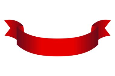 Heraldik kırmızı kurdele pankartı. Bayrak, dekoratif unsur, etiket ya da flama. Vektör illüstrasyonu beyaz arkaplanda izole edildi.