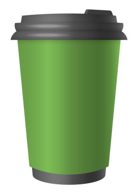 Harfler için bir kahve fincanı. Paket kahve. Sıcak sokak içkileri, karton ambalaj kapağı.