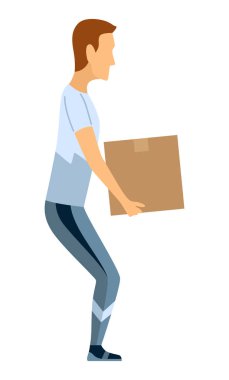 Güvenli hareket kaldırma tekniği. Güvenlik. İşçiler için ağır paketleri taşımak için doğru talimat. Nesneler vektör düz illüstrasyon yüklemek için ergonomik hareket.