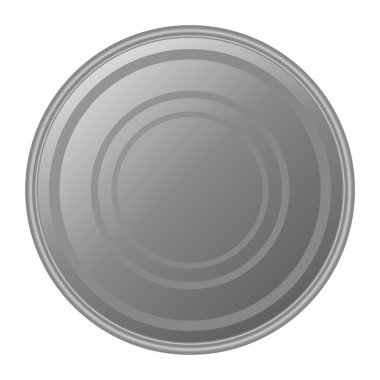 Yemek için metal teneke kutu. Alt manzara. Beyaz arkaplanda izole edilmiş boş silindir, alüminyum kap ve yuvarlak çelik paketin gerçekçi modellemesi.