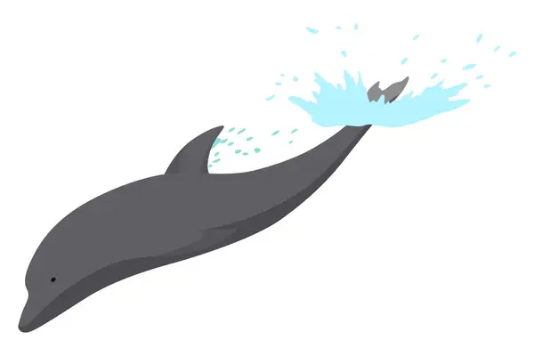 Dauphin Sautant Hors Élément Animation Eau Illustration Dauphins Effectuant Saut — Image vectorielle