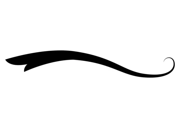 Swoosh排版文字尾形 书法装饰浮雕符号 复古下划线 黑色笔划或装饰品设计矢量插图 — 图库矢量图片