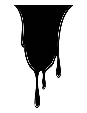 Paint dripping liquid. Flowing oil stain. Set of black drips. Abstract flow stencil, current ink streak or fluid smudge. Vector illustration on white background. clipart