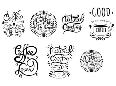 Coffee to go lettering for disposable cup. Lettering emblem quotes text. Hot street drink trendy, graffiti style.