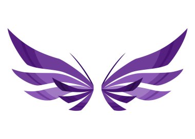 Peri yaratıkların çizgi film kanatları, fantezi karakterleri ve hayvanlar. Renkli kapak tasarımları ile kanat çiftleri. İzole edilmiş çizgi film vektör çizimi.