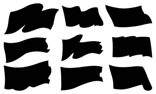 Κυματιστές Σημαίες Σιλουέτα Σύνολο Προτύπων Μαύρων Σημαιών Λευκό Φόντο Εθνικές — Διανυσματικό Αρχείο