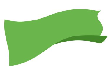 El sallayan bayrak. Beyaz arka planda yeşil bayrak şablonu. Ulusal bayrak sallama sembolü. Sancak tasarımı modelleme ögesi.