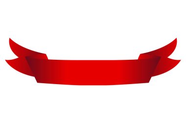 Heraldik kırmızı kurdele pankartı. Bayrak, dekoratif unsur, etiket ya da flama. Vektör illüstrasyonu beyaz arkaplanda izole edildi.