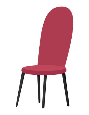Çizgi film sahnesi için restoran iç tasarım unsuru. - Kırmızı koltuk. Boş restoran odası süslemesi. Düz tasarımda modern vektör illüstrasyonu.