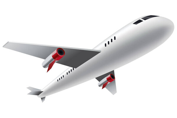 Самолет на белом фоне. Авиалайнер с видом сбоку. Векторный реалистичный авиагруз. Пассажирский самолет, летающий в небе самолет
.
