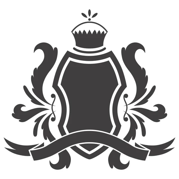 Лицарський Щит Геральдична Ікона Урожай Монохромний Лицар Нагороджує Елемент Королівський — стоковий вектор