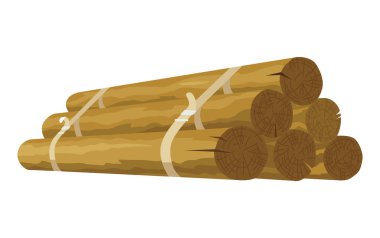 İnşaat malzemesi. Yuvarlak ağaç yığını. Binalar için çizgi film malzemeleri işe yarıyor. İnşaat konsepti. İllüstrasyon inşaat sahaları veya yenileme çalışmaları için kullanılabilir.