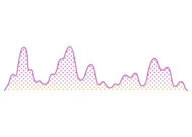 Renkli ses dalgası. Ses dijital dengeleyici teknolojisi, müzikal darbe vektör illüstrasyonu. Ses çizgisi dalga formu ya da ses düzeyi sembolü. Eğimli radyo dalgası.