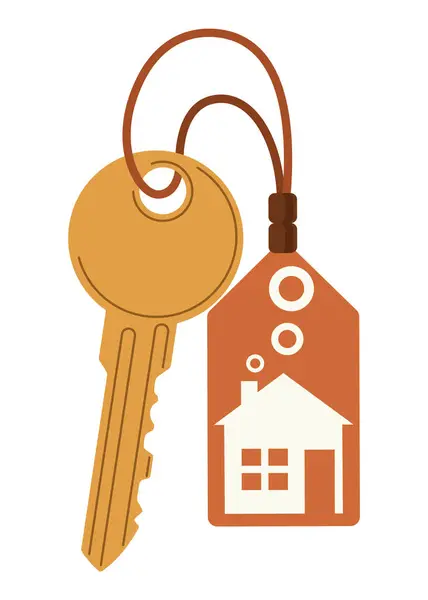 Door Keys Keyfob Ring Trinket Keychains Plastic Tag Hanging Keyring — Stock Vector