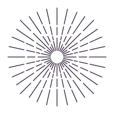 Güneş patlaması havai fişek patlaması, patlama ya da ışık ışınları, doğrusal çizim. Vektör el çizimi izole edilmiş tasarım ögesi.