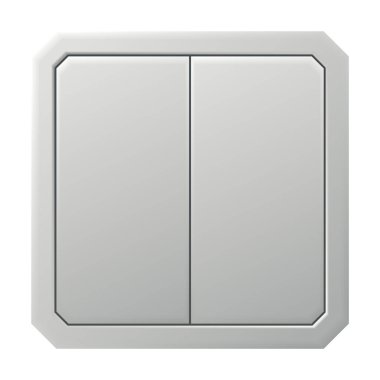 Gerçekçi anahtar simgesi. Ev düğmeleri plastik ışık anahtarı. İç duvar elektrik şalteri. Elektrik düğmesi beyaz arkaplanda izole edildi.