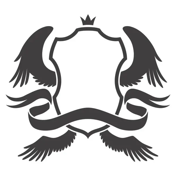 Лицарський Щит Геральдична Ікона Урожай Монохромний Лицар Нагороджує Елемент Королівський — стоковий вектор