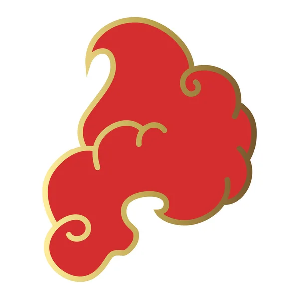 stock vector Clouds chinese style. Red and gold clouds, traditional Asian decorative retro element. Light cloud in paper cut style for festival.