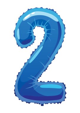 Helyum mavi balon numarası. Gerçekçi tasarım unsuru, rakamsal karakter. Parti süsleme balonu ya da yıldönümü tabelası. Vektör parlak dekoratif çizim.