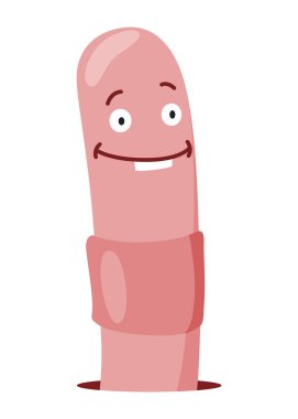 Komik solucan. Pembe sürüngen hayrete düştü. Toprak solucanı çizgi film karakteri, vahşi yaşam. Çocuklar için illüstrasyon böceği.