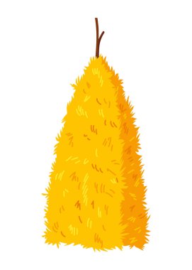 Samanlık beyaz arka planda izole edilmiş. Düz vektör çizimi kurutulmuş saman yığını. Haymow balya samanlığı, tarımsal kır çiftliği. Çiftlik hayvanları için bir yem kaynağı, tarımın amacı..