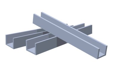 Building material. Heap of metal construction beams. Cartoon supplies for buildings works. Construction concept. Illustration can be used for construction sites or illustrate renovation works.