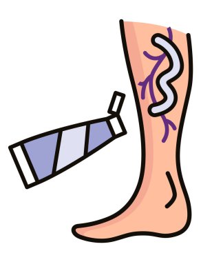 Varisli tedavi ikonu. Dolaşım sisteminin ihlali. Vasküler hastalık teşhisi. Venöz yetersiz tıbbi hastalık. Vektör illüstrasyonu.