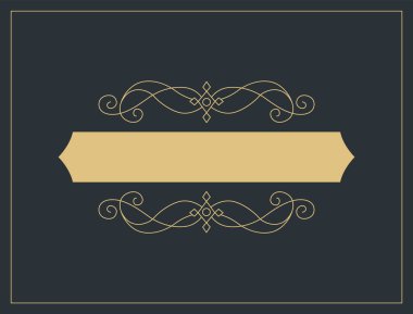 Kaligrafik, kaliteli, süslemeli bir arka planı var. Lüks davetiye, restoran menüsü ya da kraliyet sertifikası. Girdap ve vignette elementleriyle süslenmiş altın sayfa.