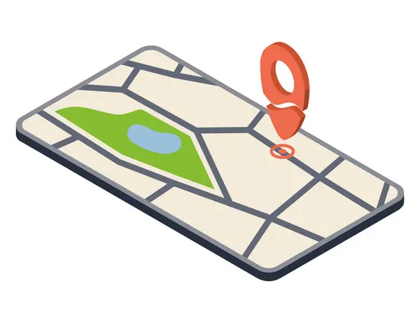 Smartphone Gps Navigatiekaart Pictogram Isometrische Automotive Navigatiesysteem Symbool Auto Bedieningselement — Stockvector