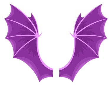 Peri yaratıkların çizgi film kanatları, fantezi karakterleri ve hayvanlar. Renkli kapak tasarımları ile kanat çiftleri. İzole edilmiş çizgi film vektör çizimi.