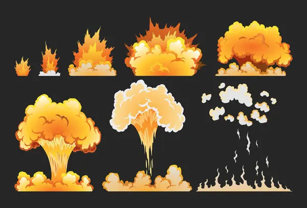 Explosion Animation Effect Game Separate Frames Burst Explosion Cartoon Style — Stock Vector