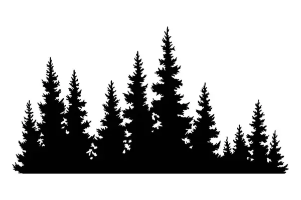 ファイヤーツリー シルエット 統合されたスプルース横の背景パターン 黒い常緑の森のベクターのイラスト 美しい手描きの森のパノラマ ロイヤリティフリーのストックイラスト
