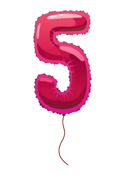 Helium Růžové Balónky Číslo Realistický Designový Prvek Číselný Znak Party Royalty Free Stock Vektory