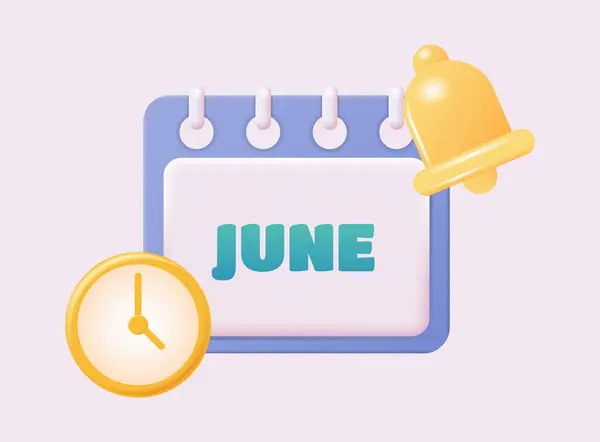 Kalenderikon Juni Daglig Schemaläggare Kalender Händelser Plan Arbetsplanering Koncept Tecknad Vektorgrafik