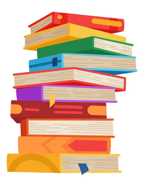 Hoge Boekenstapel Stapel Bibliotheek Leerboeken Schoolliteratuur Hopen Woordenboeken Boekenwinkel Adverteren Rechtenvrije Stockvectors