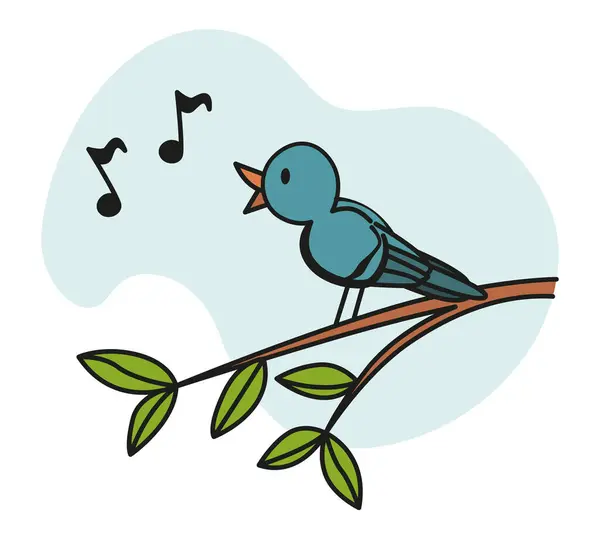 漫画の感覚器官の耳アイコンのためのオブジェクト 人間は教育の概念を感知する 鳥は枝と歌に座る 白い背景に隔離されたベクトルイラスト ベクターグラフィックス