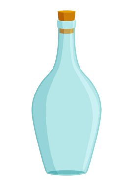 Cam şişe çizgi film stili vektör ikonu. Boş ve boş şarap şişesi..